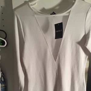 White long sleeve never worn forever21 dress mesh